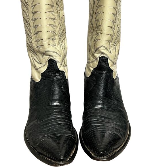 Vintage Justin Style #K5646 Leather Lizard Skin Cream  Western Cowboy Boots 11 D - Picture 6 of 9